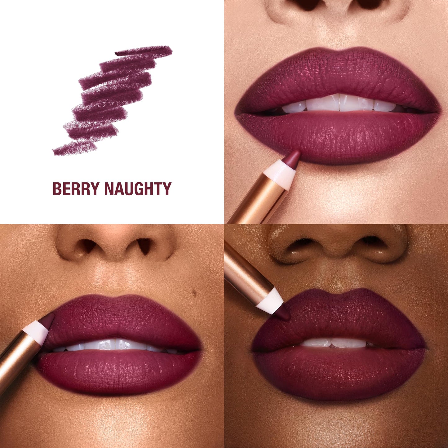 Charlotte Tilbury Lip Cheat Lip Liner Pencil - Creamy Fuller-Looking Lip Pencil with Jojoba Oil & Hyaluronic Acid - Waterproof, Smudge-Proof & Transfer-Proof - 6H Wear - Berry Naughty
