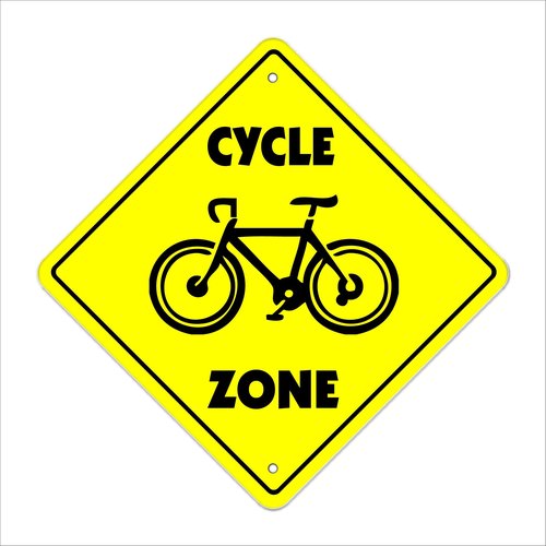 Cycle Crossing Sign Zone Xing | Indoor/Outdoor | 12" Tall Bike Trail Ride Moutain Road