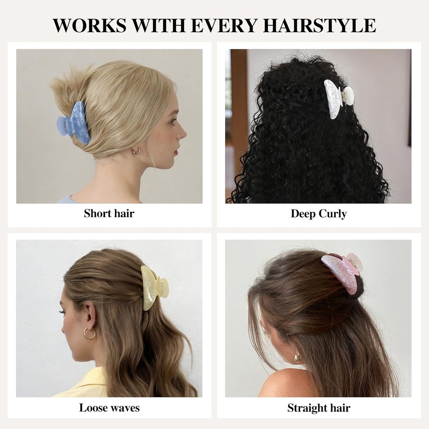 Hair Claw Clips - 10Pcs Medium Non-Slip Clips for Thick/Thin Hair | Strong Hold Styling Accessories for Women & Girls
