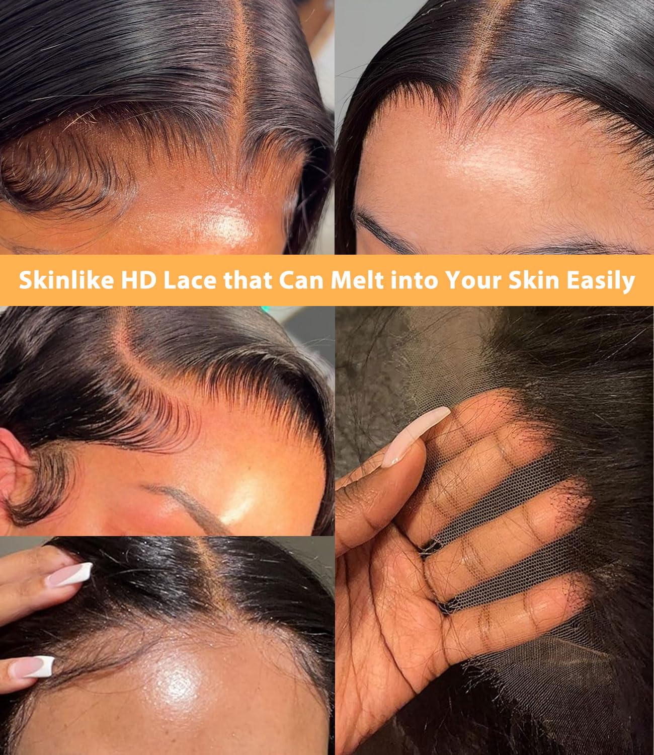 Mlip 2x6 HD Lace Closure Body Wave, 0.10mm Ultra Thin Invisible Swiss Lace, Skinlike Real HD Lace Melt into Skin Perfectly, Pre-plucked Natural Hairline, Raw Indian Human Hair 12 Inches Natural Color