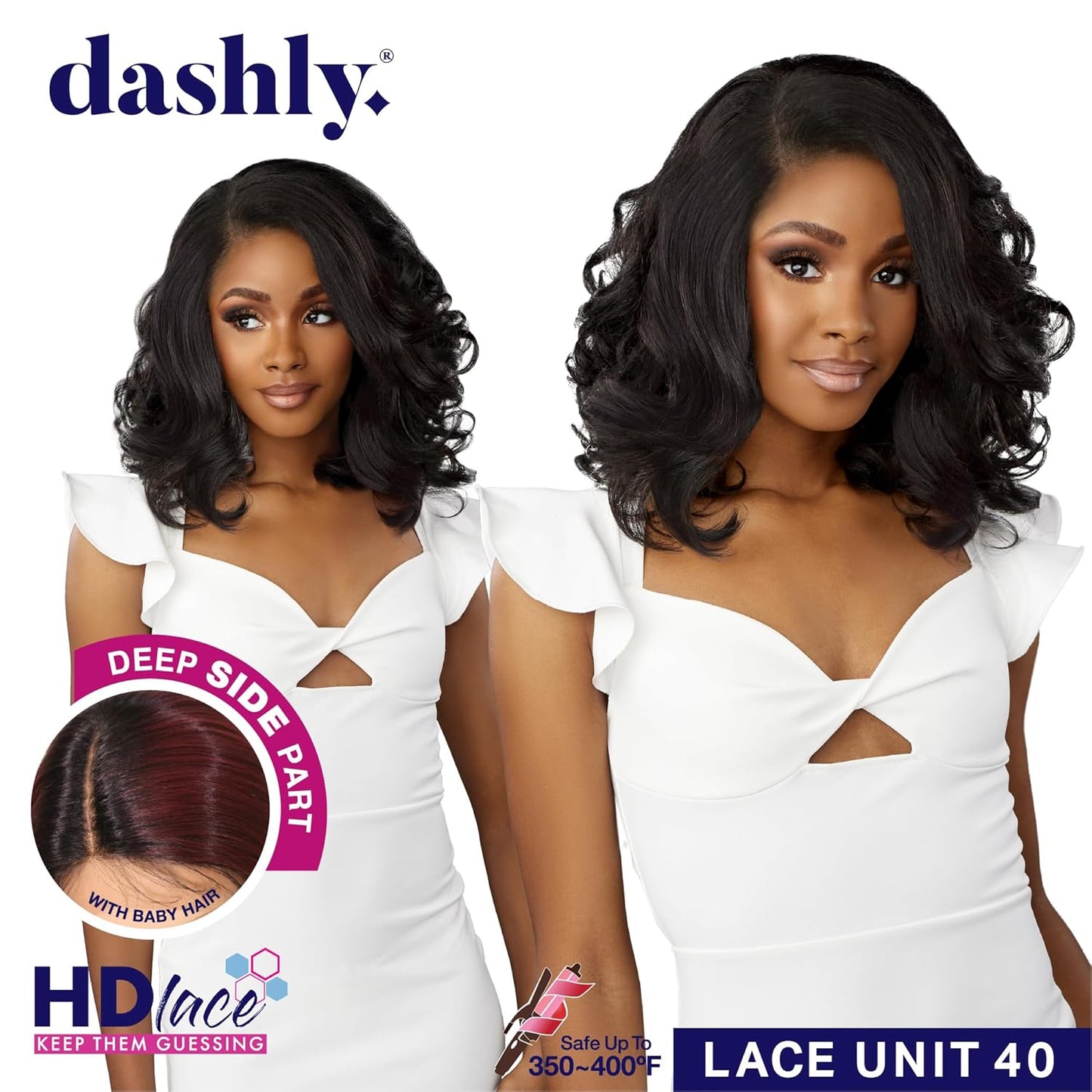 Sensationnel Dashly Lace Front Wig - Unit 40 Hand-Tied Synthetic Lace Part | Ear-to-Ear, Color CH30