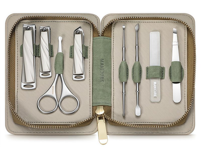 HAPPITON 8-Piece Manicure Pedicure Set-Stainless Steel Nail Clippers Toenail Fingernail Cutters with Travel Case Complete Grooming Kit (Blue)