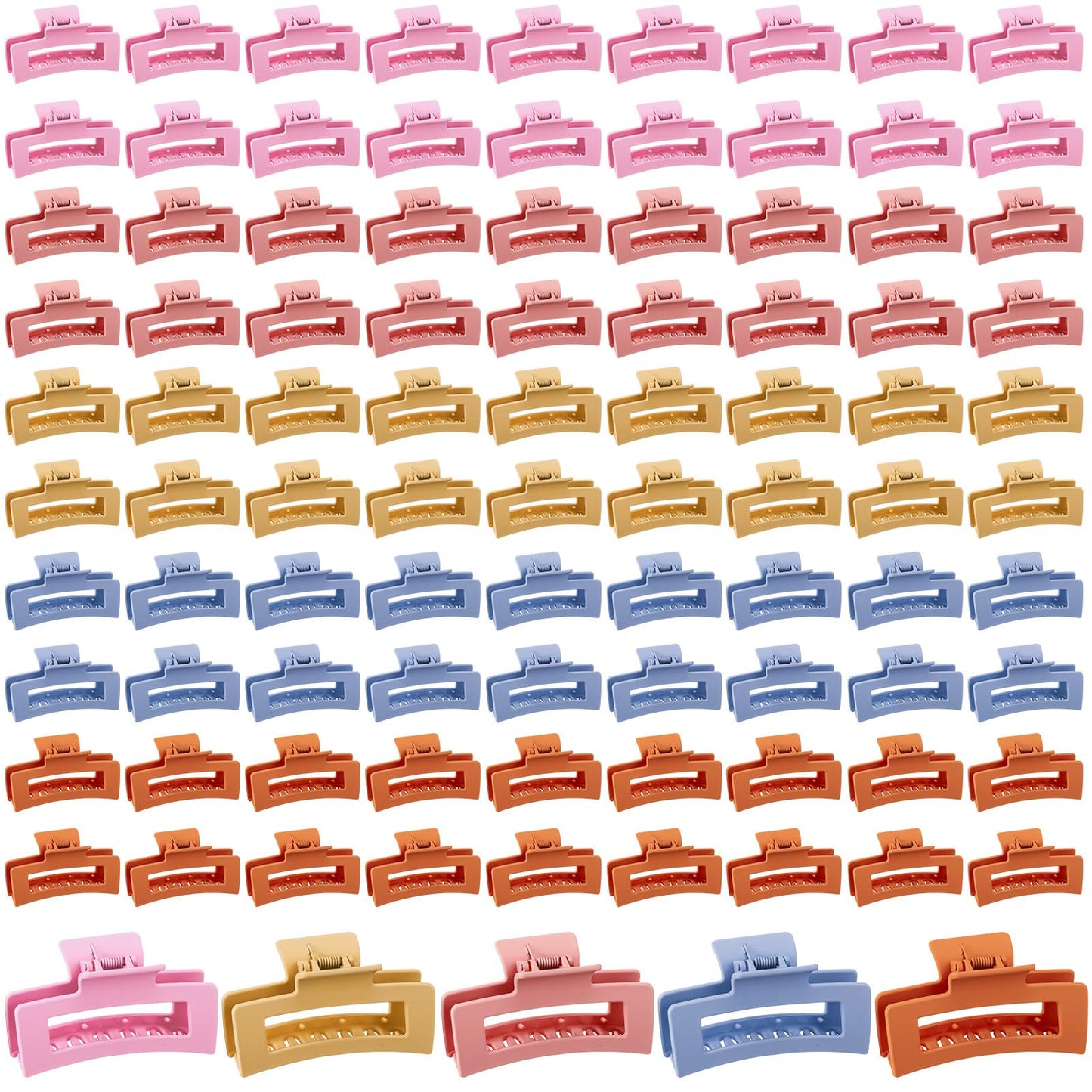 XunYee 100 Pcs Hair Claw Clips Bulk Large Square Jaw Headwear Clips Set for Women Nonslip Rectangle Hair Accessories Clip for Girl Women Gifts Beauty(3.4'',Frosted Sweet)