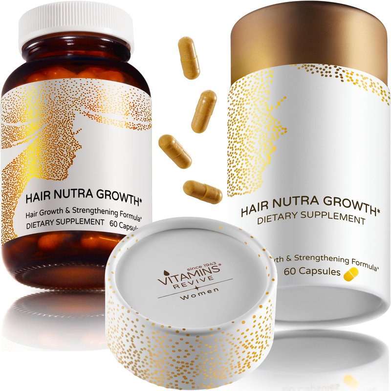 VITAMINS REVIVE Hair Growth Vitamins Supplement for Women - Vegan Formula Clinically Tested in USA - Hair Loss Capsules Thinning Complex & Regrowth Treatment - 1 Month Supply