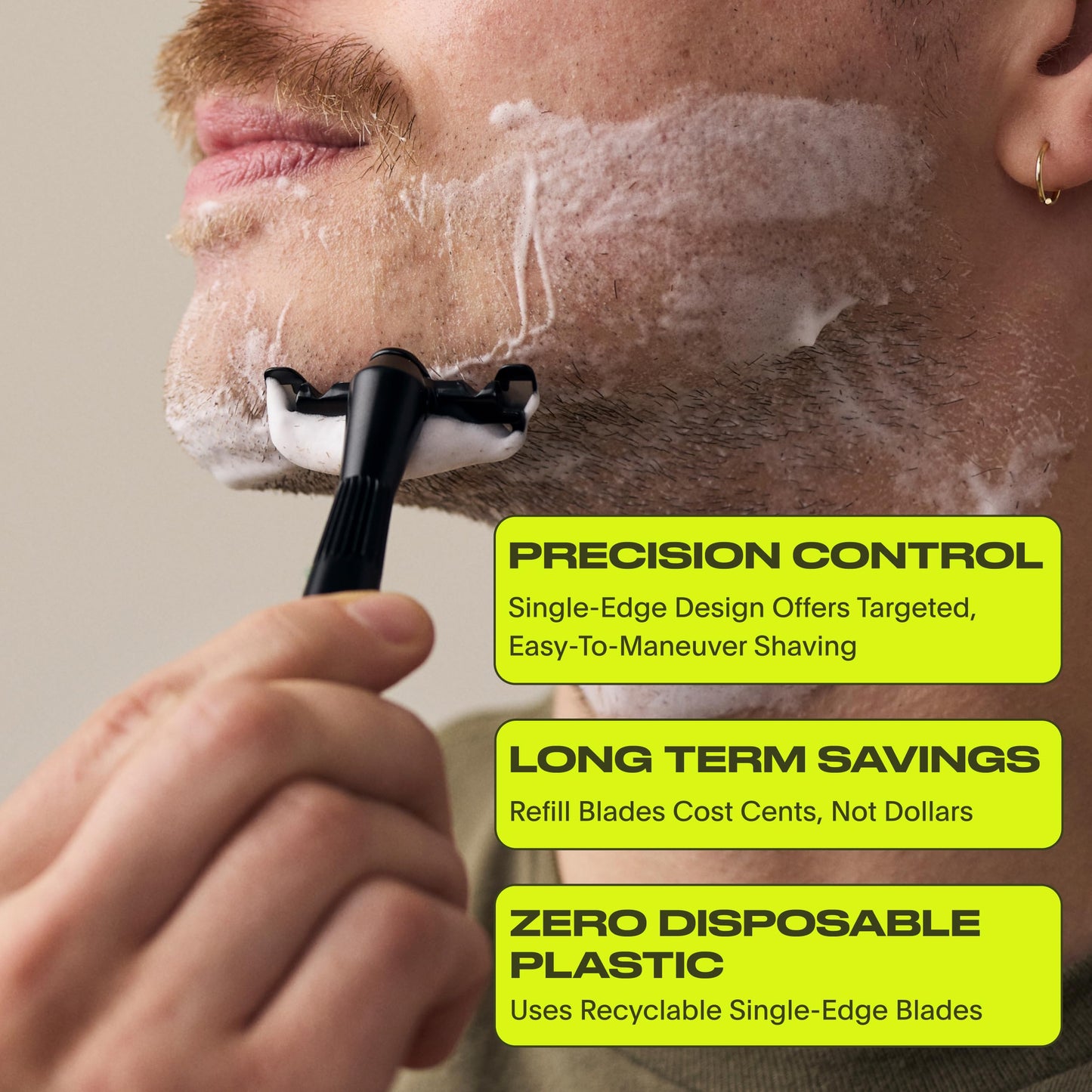 Leaf Thorn Razor by Leaf Shave, All-Metal Single Blade Razor for Men and Women, Fixed Head with Magnetic Load Assist, Includes 5 Stainless Steel Blades - Face Shaving and Coarser Hair