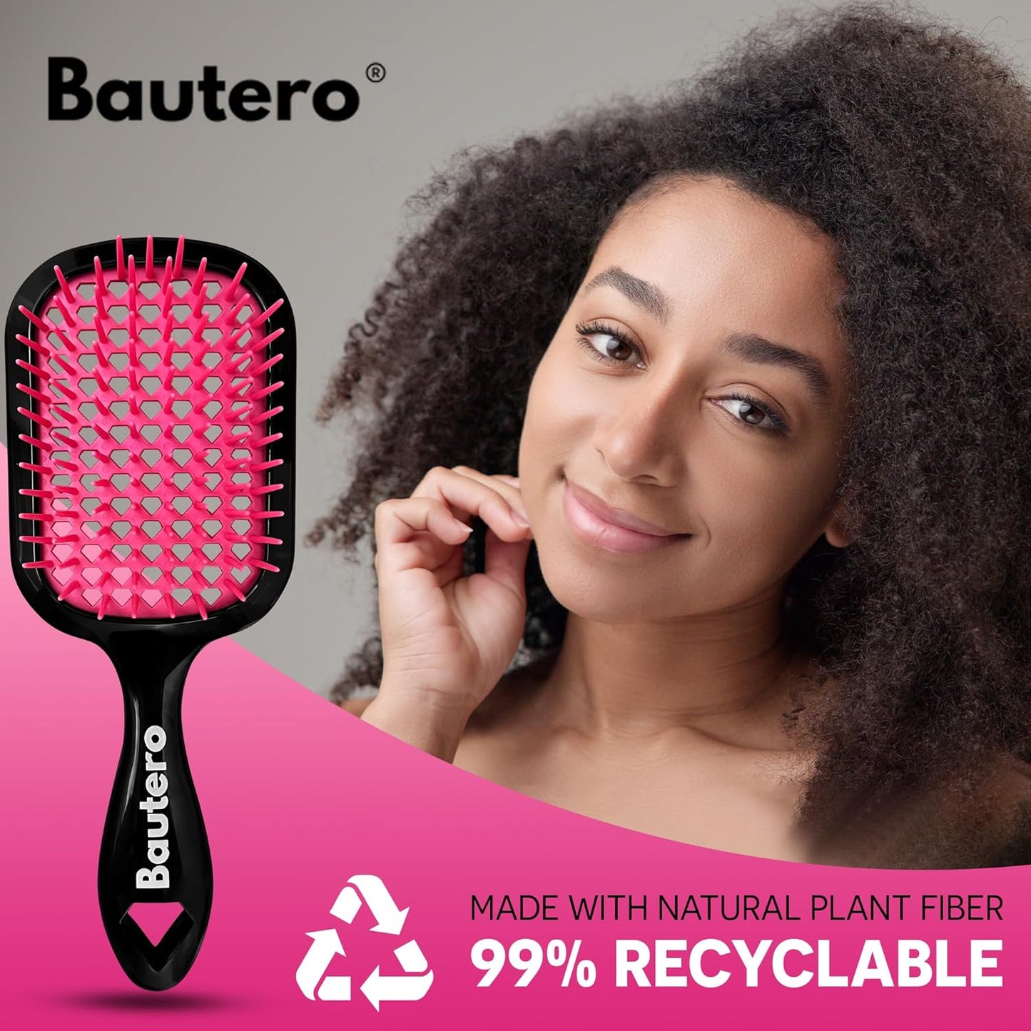 Detangler Brush for Curly Thick Hair - Pain-Free 4C Coily Hair Care | Reduces Breakage & Shedding