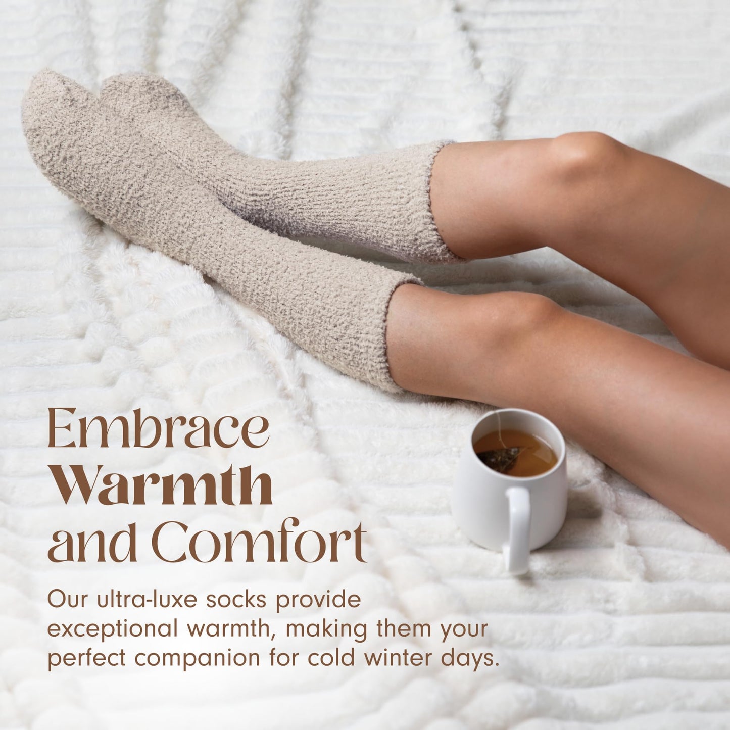 Unboxme Gifts Warm & Cozy Ultra-Luxe Cloud Socks for Women & Men - Super Soft Luxurious Sleep Socks, Thoughtful Gifts for Mom & Her