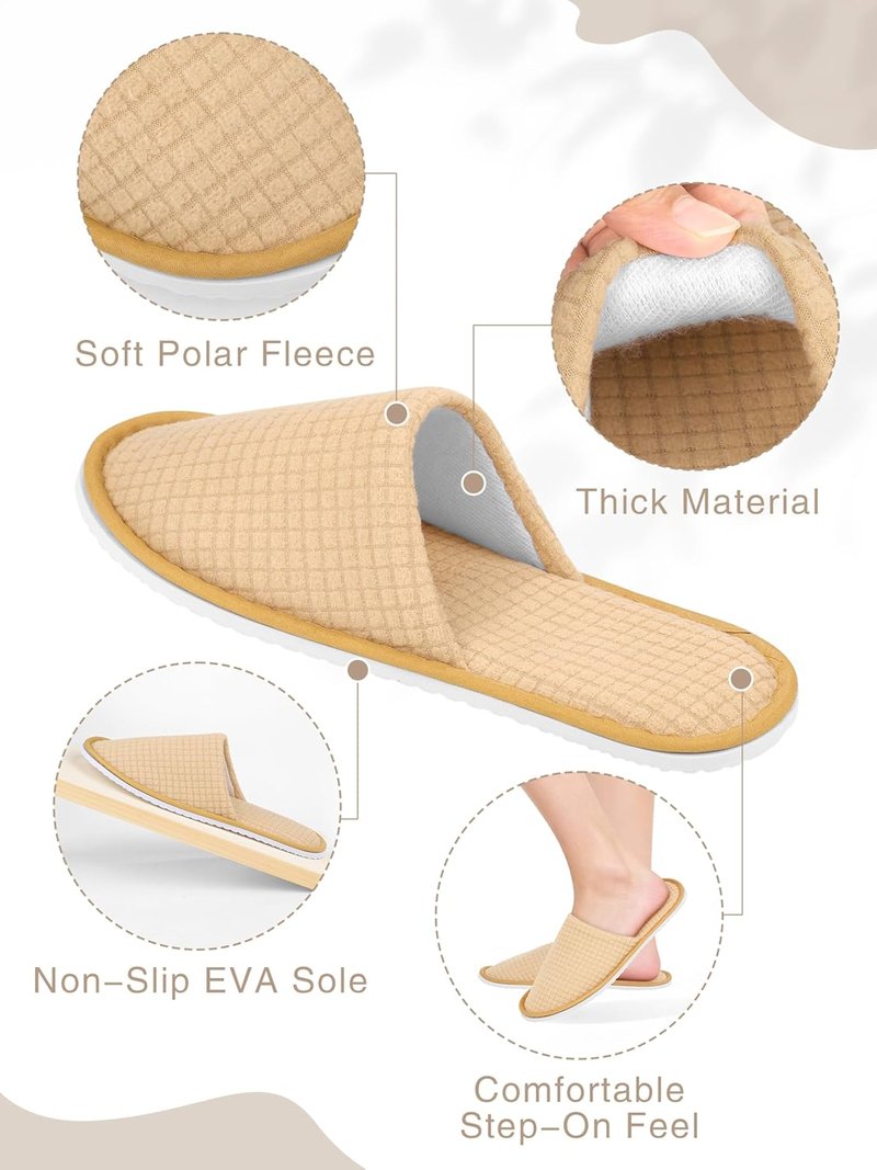Disposable House Slippers - 12 Pair Washable Non-Slip Closed Toe | Ideal for Guests, Travel & Indoor Use
