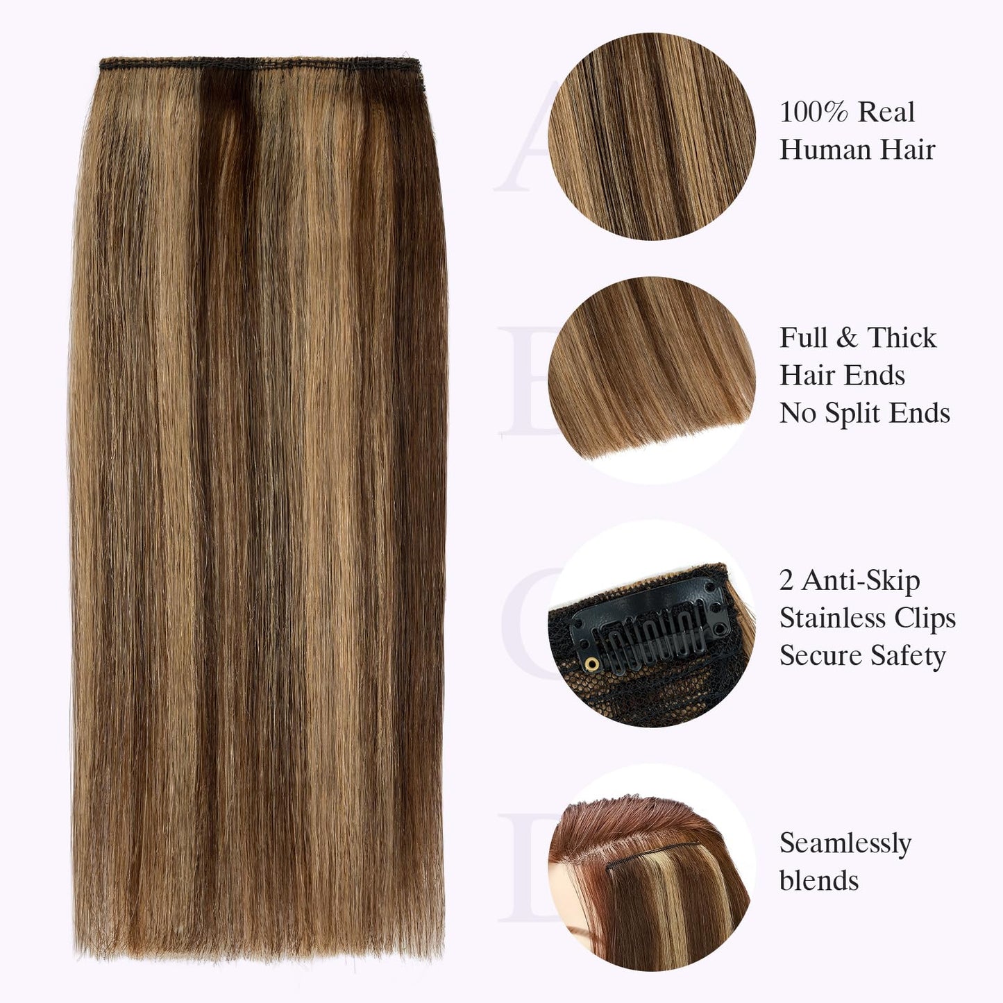 S-noilite 2 pieces 8 inch Clip In Short Hair Extensions 100% Remy Human Hair Invisible Mini Short Clip in Hairpiece for Women with Thinning Hair Medium Brown Mixed Dark Blonde