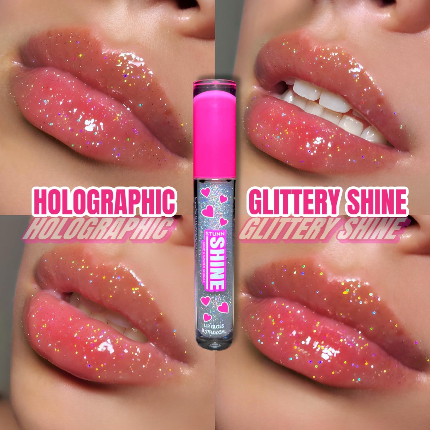 Shop Stunner Shades | Stunn Shine, Glittery Holographic Lip Gloss For A Sparkly Finish, Infused With Coconut Oil, Vegan & Cruelty-free, (Glittery Clear, 0.15 Fl Oz)
