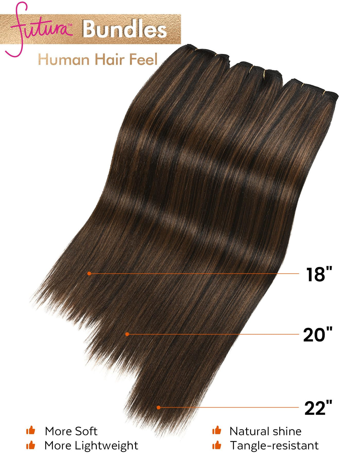 HANNE Sew in Hair Extensions 3 Bundles 18 20 22 Inch 4-Layer Craftsmanship 100% Japanese Futura Fiber Straight Bundles Synthetic Quick Weave Hair Bundles（1B/30）