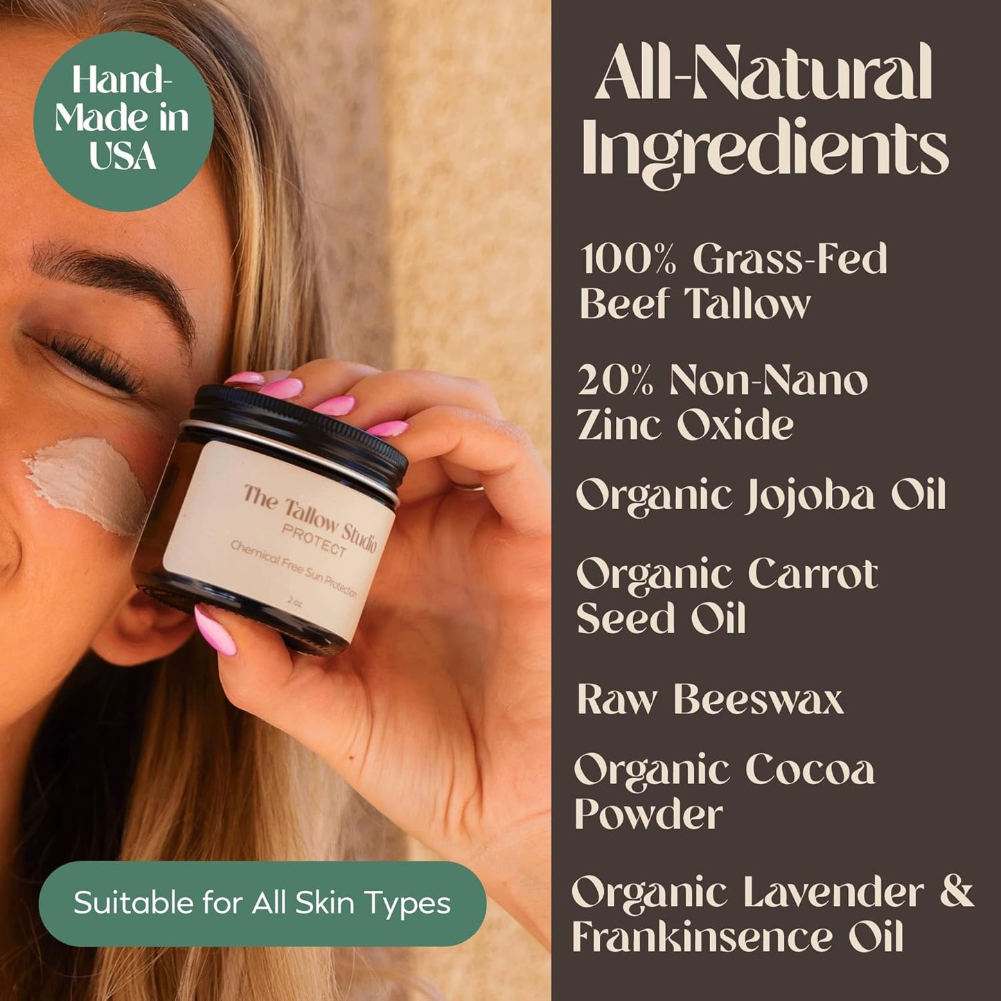 Mineral Sunscreen for Sensitive Skin - Organic Lavender Scent | SPF 30 Chemical-Free Protection with Non-Nano Zinc Oxide | Non-Greasy Balm for Face & Body (4oz)