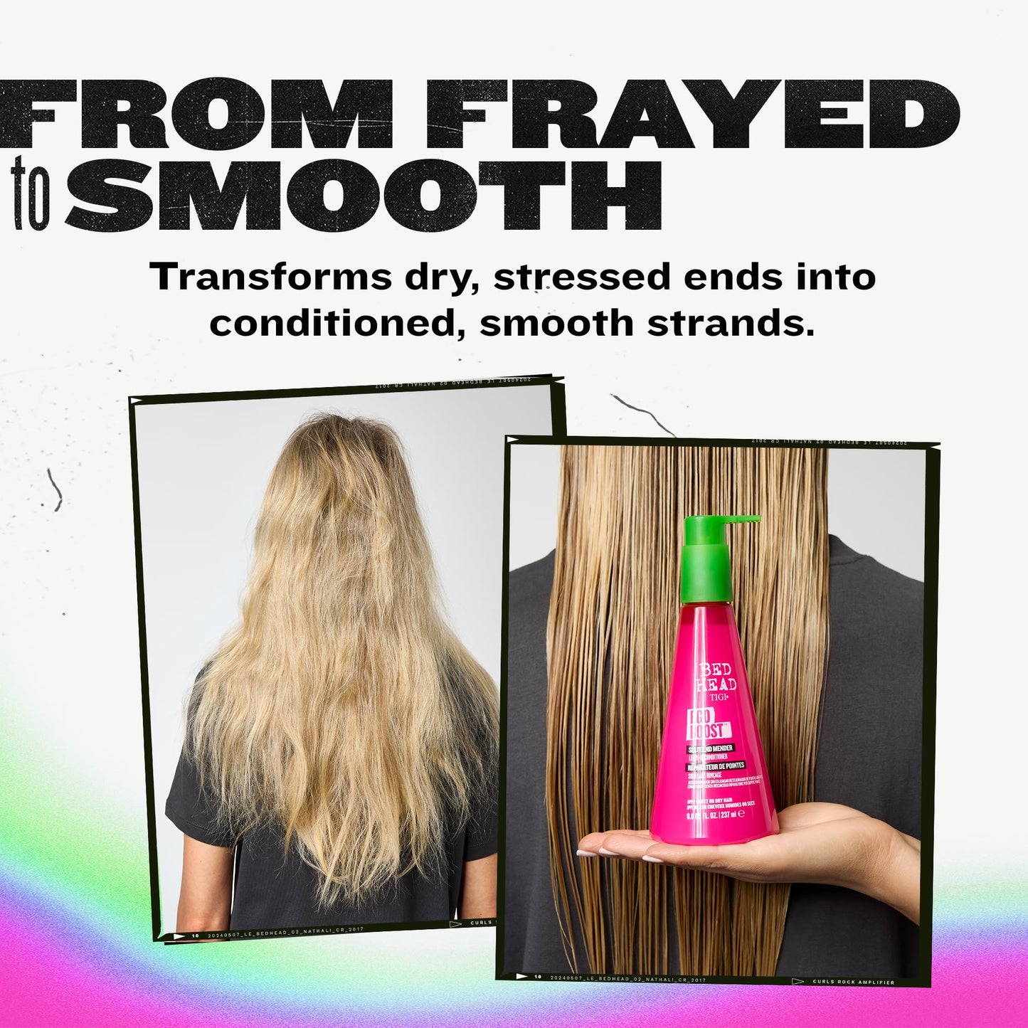 TIGI Bed Head Leave-In Conditioner, Split End Mender, Ego Boost 2-Pack – Split Ends Treatment for Dry, Damaged Hair, Fruit & Berries Fragrance, 8 Oz Ea