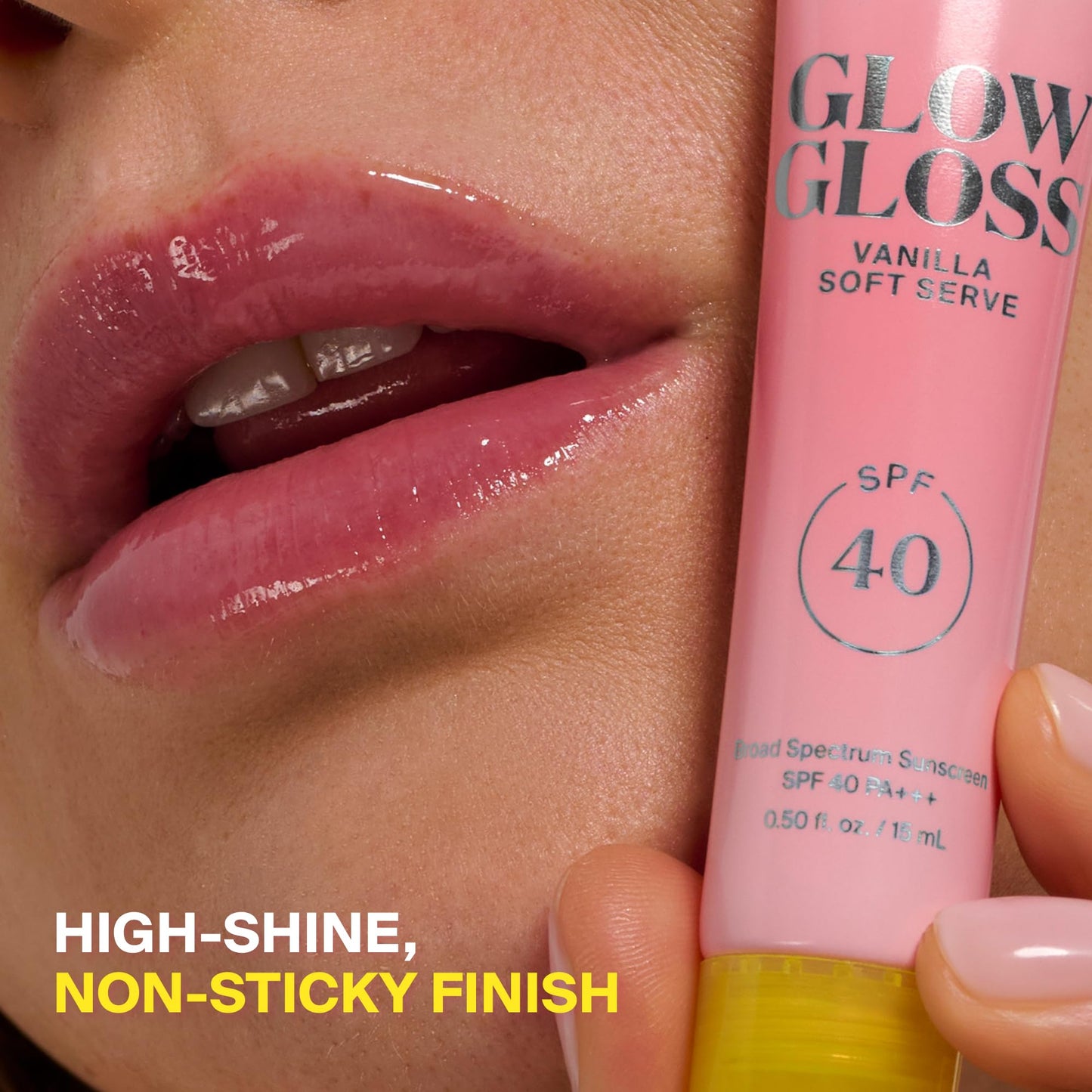 Supergoop! Glow Gloss SPF 40 Lip Balm, Vanilla Soft Serve (Sweet Cream Flavor, Sheer Soft Pink Tint) - Broad Spectrum Protection with a Non-Sticky, High-Shine Finish - 0.5 fl oz