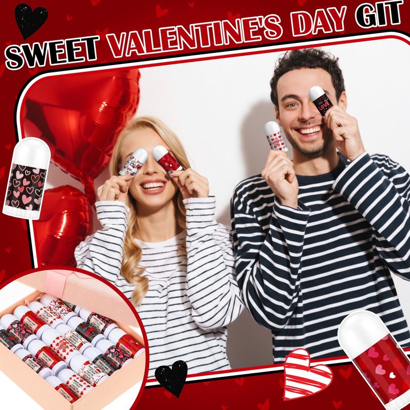 Swiffen 50 Pack Valentine's Lip Balms Gifts Bulk for Women Galentine's Day Party Supplies Basket Stuffers Heart Moisturizing Lip Balm Gifts for Her Teachers Staff Coworkers (Classic)