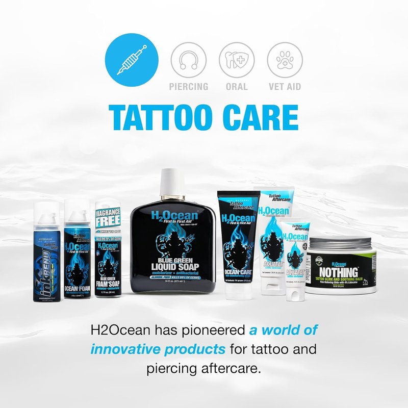 H2Ocean Extreme Tattoo Aftercare Kit | 3-Step Healing Set with Antibacterial Foam Soap, Moisturizing Cream & Ointment - Sea Mineral Enriched Formula for Vibrant Tattoos