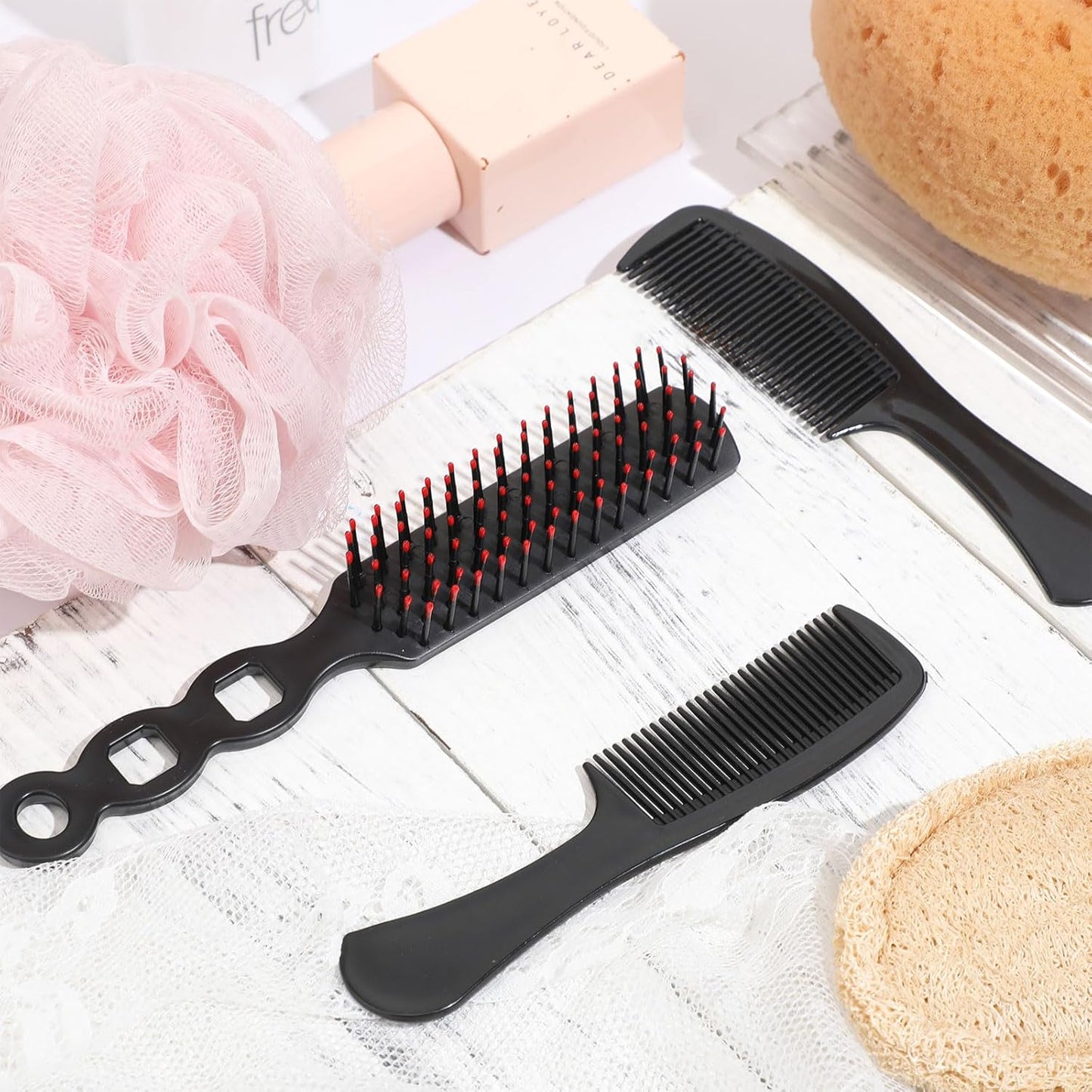 Hair Brush and Comb Set - 144 Pack Individually Wrapped Detangling Brushes for Curly Hair | Ideal for Shelters, Nursing Homes, and Charities - Black