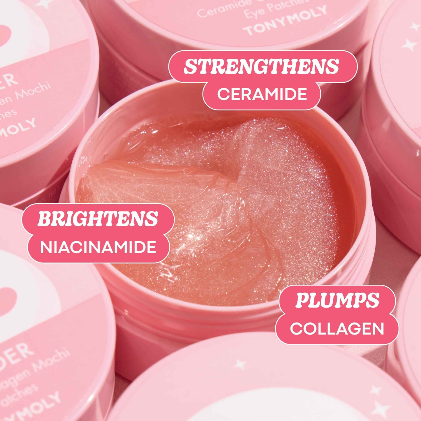 TONYMOLY Wonder Ceramide Collagen Mochi Hydrogel Under Eye Patches – Hydrating Eye Gels for Dark Circles, Puffiness & Fine Lines, 30 Pairs (84g)