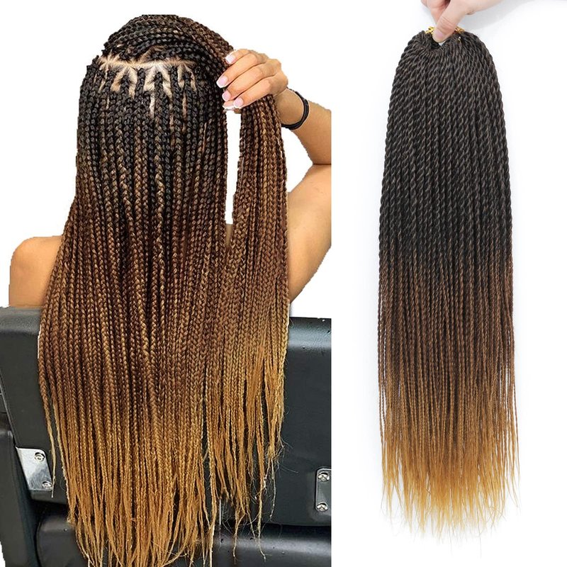 NAYOO Senegalese Twist Crochet Hair Extensions for Protective Styles, Synthetic Fiber, Easy Install for Beginners. 22 Inch Ombre Crochet Twist Hair for Black Women