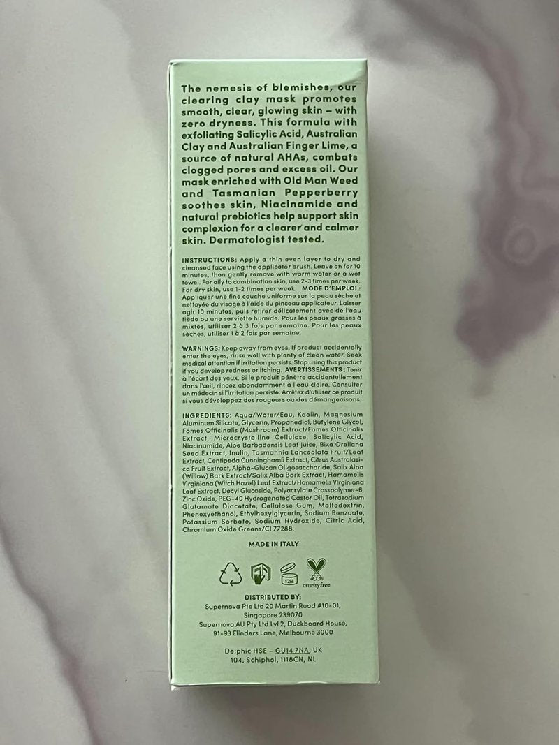 Sand & Sky Blemish Clearing Clay Face Mask - Oil Control with Salicylic Acid & Niacinamide | Minimizes Redness & Tightens Pores