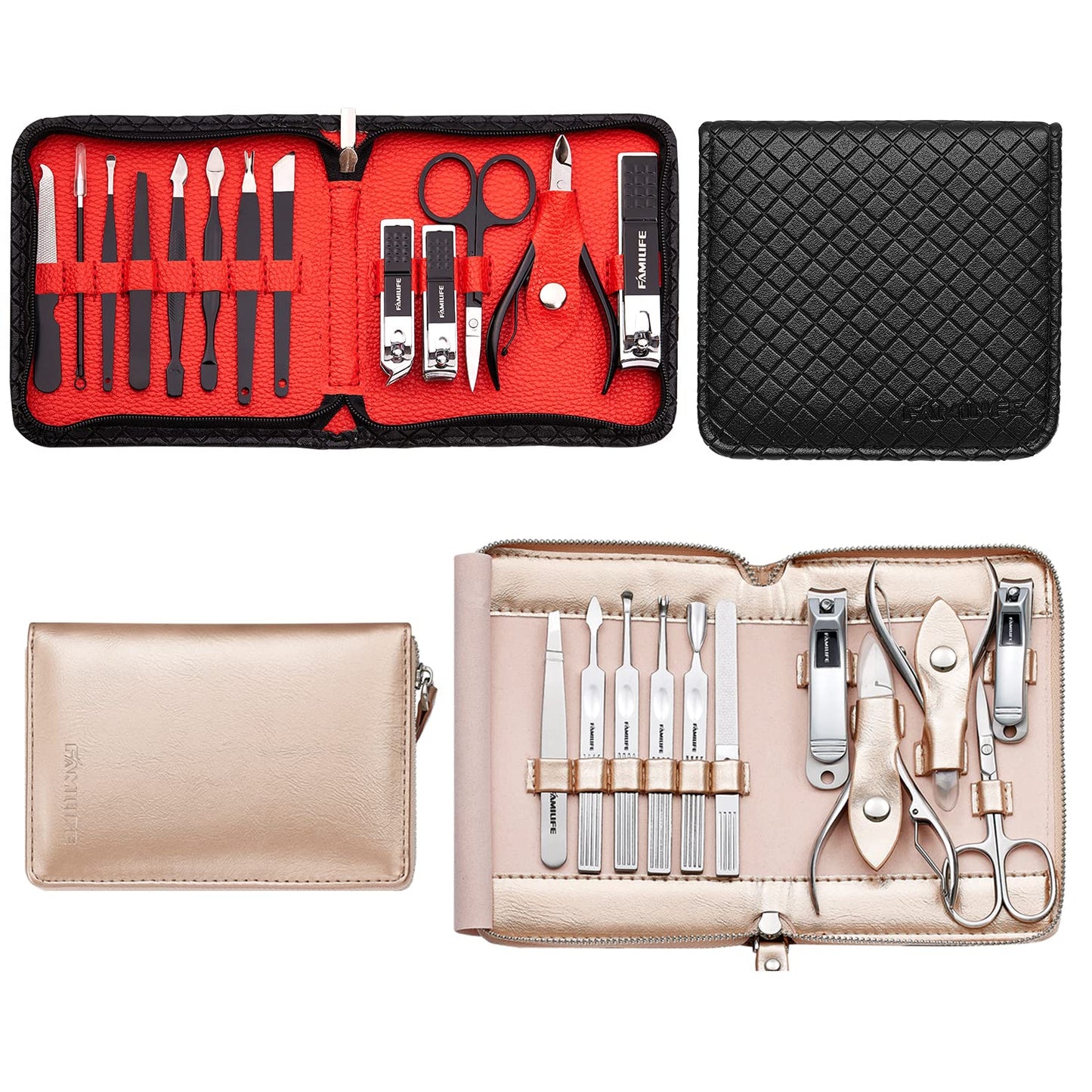 Professional Manicure Set - 11 in 1 Nail Kit for Men & Women | Stainless Steel Grooming Tools, 13 Pieces
