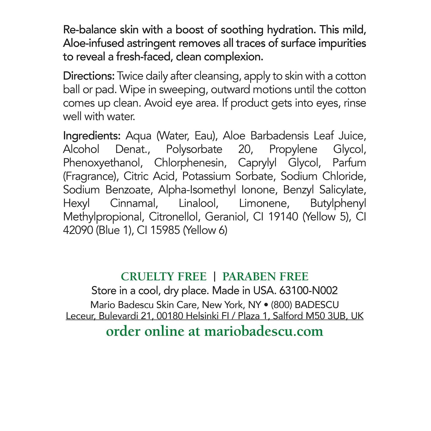 Mario Badescu Aloe Lotion Mild Toner for Face - Soothing & Refreshing Aloe-infused Pore Cleanser Skin Care - Face Toner to Calm, Soothe & Refresh Skin, 8 Fl Oz