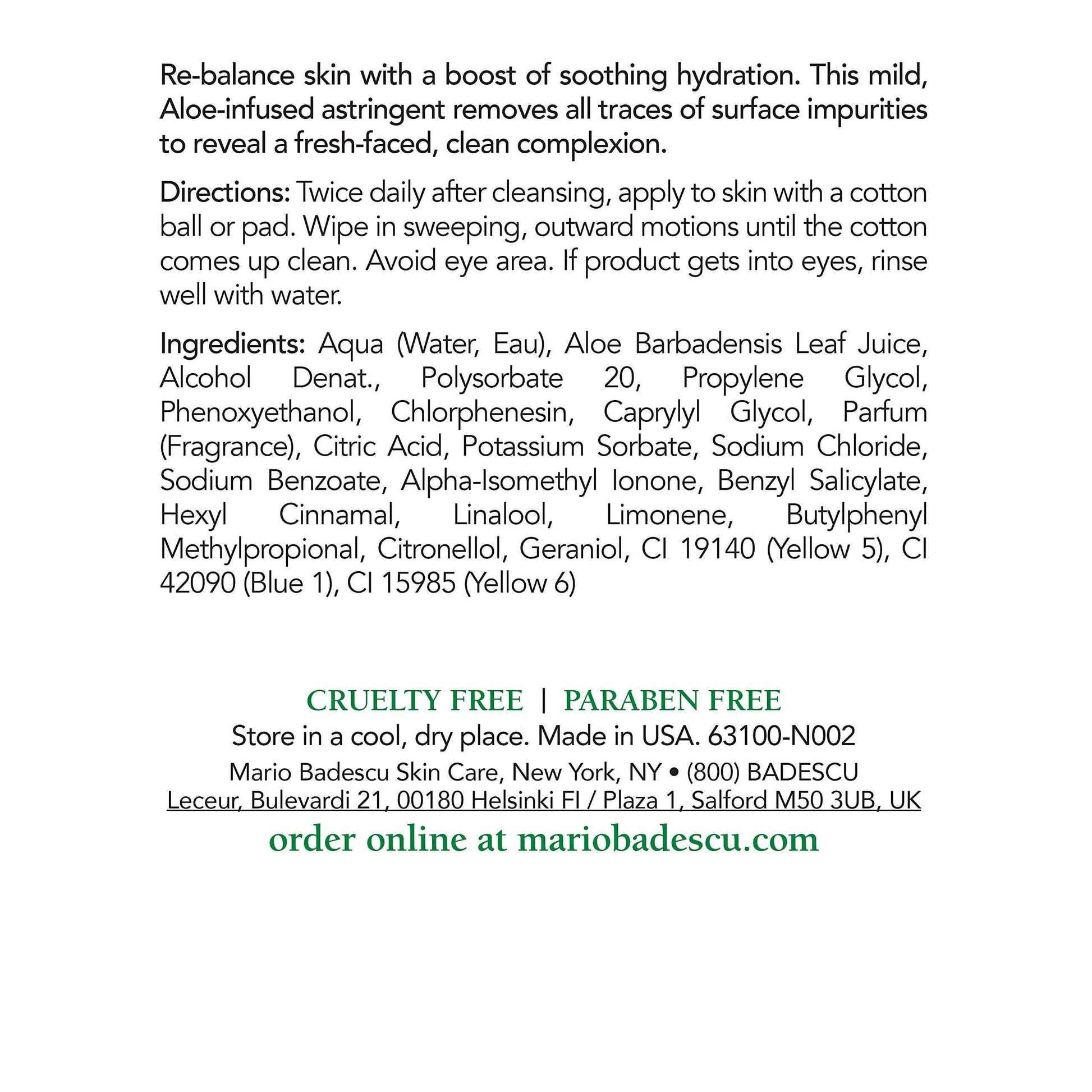 Mario Badescu Aloe Lotion Mild Toner for Face - Soothing & Refreshing Aloe-infused Pore Cleanser Skin Care - Face Toner to Calm, Soothe & Refresh Skin, 8 Fl Oz