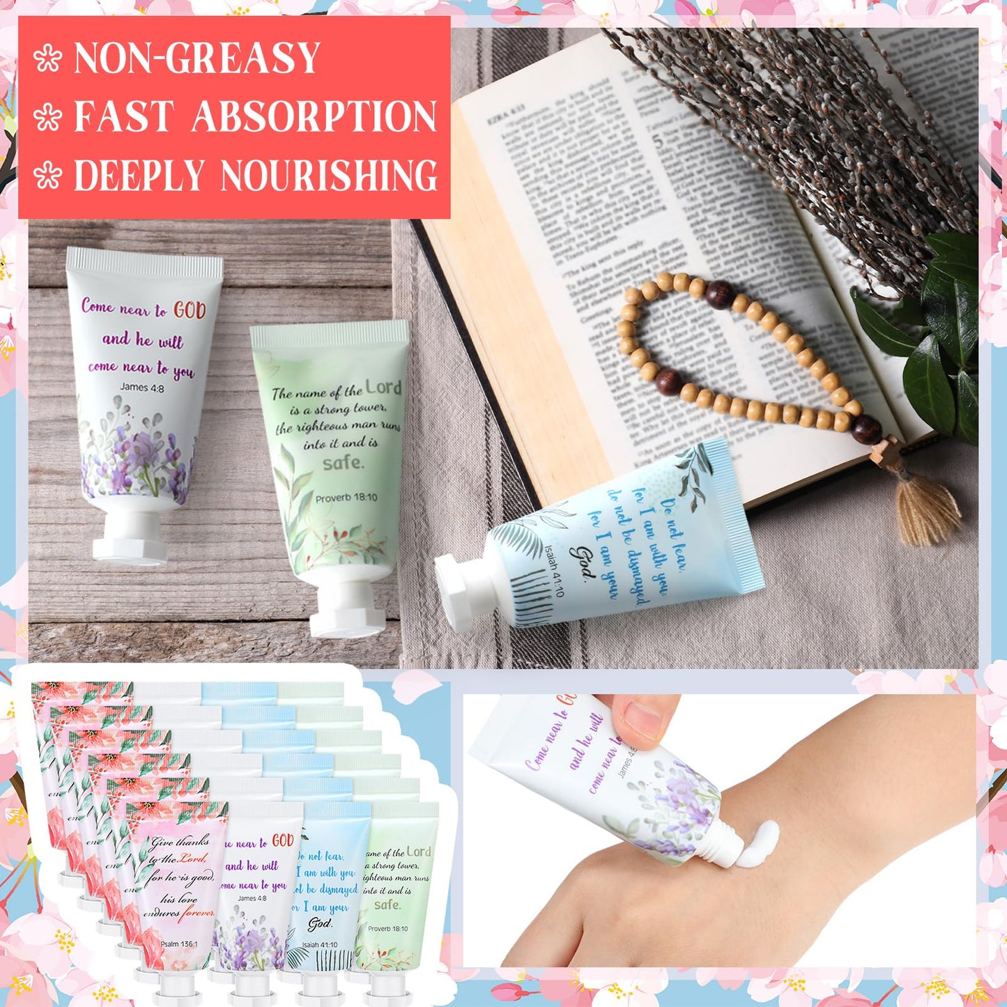 Landhoow 36 Pack Christian Hand Cream Bulk for Women Travel Hand Lotion Set Religious Bible Verse Gifts for Church Prayers School Teacher Wedding Anniversary Birthday
