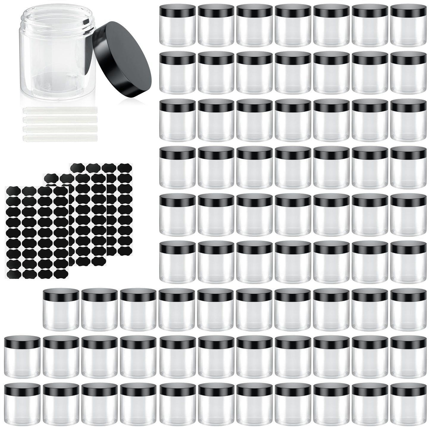 75 Pack 4 Oz Plastic Containers with Lids, OBKJJ Clear Travel Size Leak Proof Makeup Travel Containers BPA Free Cosmetic Slime Jars for Lotion, Cream, Body Butter, Makeup, Ointments (75)