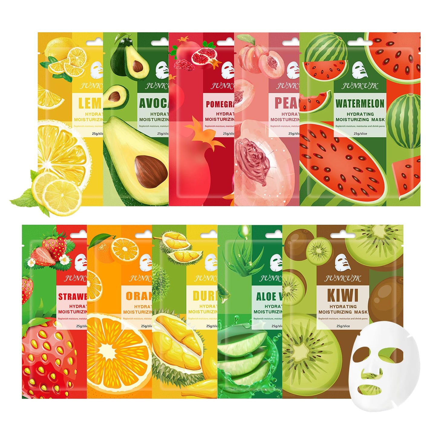 JunKuJK 10PCS Hydrating Facial Sheet Mask,Moisturizing Face Masks Skincare Gift Set,Brighten Long Lasting Face Mask Skin Care & Facial Mask Kit for All Skin Types