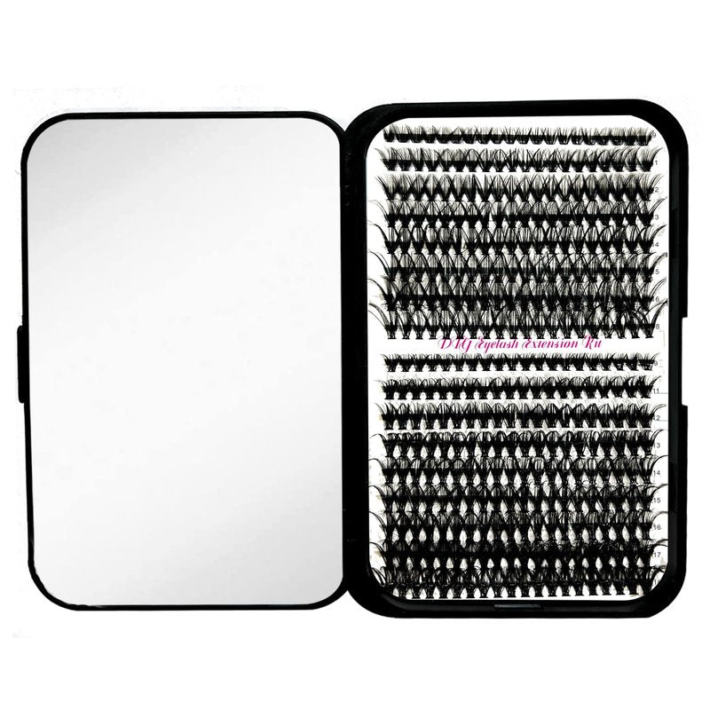 DIY Lash Extension Kit 340Pcs 9-18mm 30+40D Curl Lash with Lash Bond and Seal,Quick Glue Remover Lash Shampoo Cleansing Brush Headband Wristband Tweezers Eyelash Brush Mini Applicator