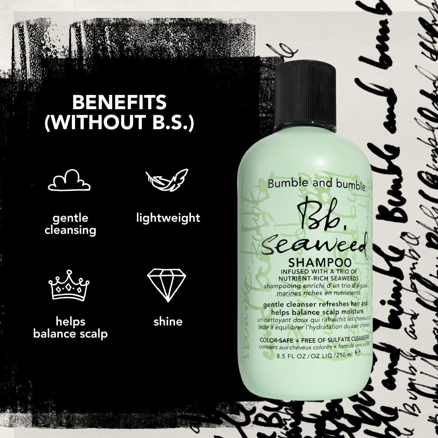 Bumble and bumble. Seaweed Hydrating Shampoo | Gently Cleanses Without Stripping |Improves Scalp Hydration| Sulfate Cleanser Free | For Fine to Medium Curly Wavy Straight Hair |Travel Size, 2 Fl Oz
