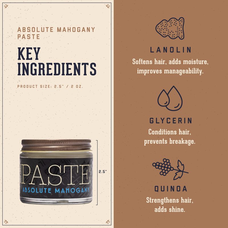 18.21 Man Made Hair Styling Product, 2oz. Absolute Mahogany Scent in Paste with Natural Shine Finish