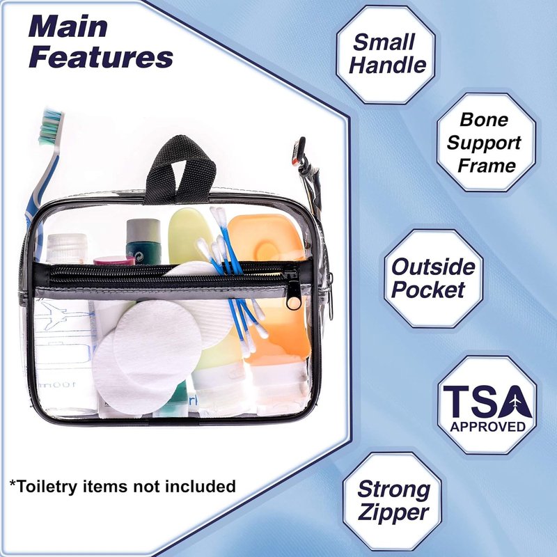 TSA Approved Clear Toiletry Bag - Large Travel Makeup Organizer | Waterproof Design