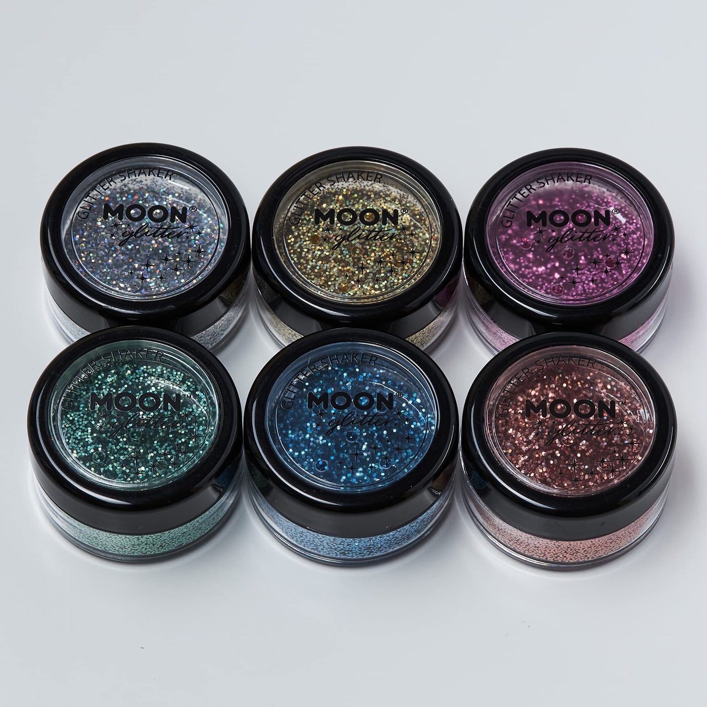 Moon Glitter Holographic Glitter Shakers 100% Cosmetic Glitter for Face, Body, Nails, Hair and Lips - 0.17oz - Gold