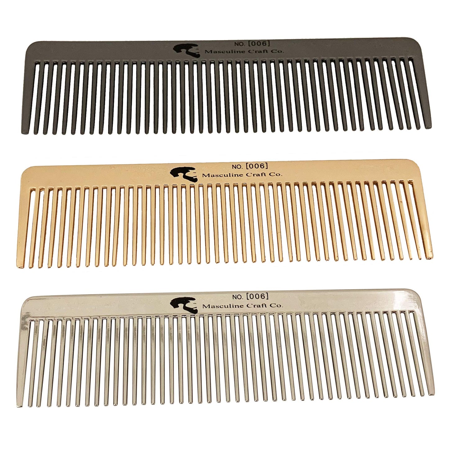 Masculine Craft Gunmetal Beard Comb | Anti Static Fine to Medium Metal Hair Comb for Men | Heavy Duty Professional Beard Grooming Comb (Gunmetal)