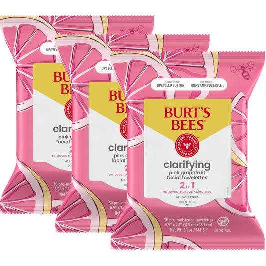 Burt's Bees Facial Cleansing Towelettes with Pink Grapefruit - 30 Count