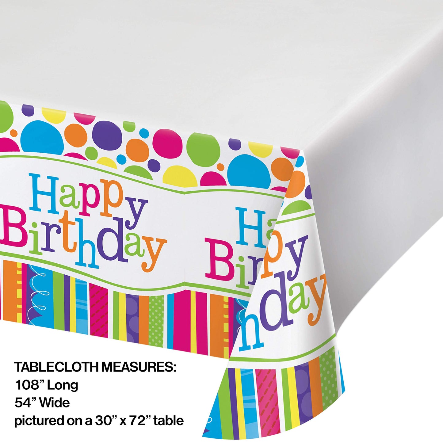 Creative Converting Bright and Bold Plastic Banquet Table Cover, 54 by 108-Inch, Multicolor