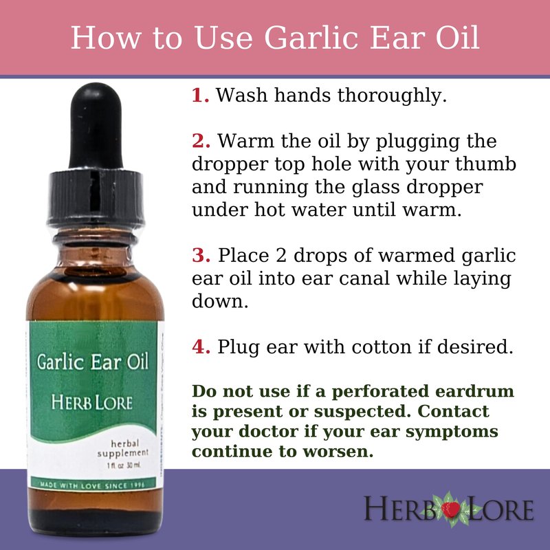 Garlic Ear Oil Drops – Soothes Dry, Itchy, or Clogged Ears for Kids & Adults - 1 fl oz - Herb Lore