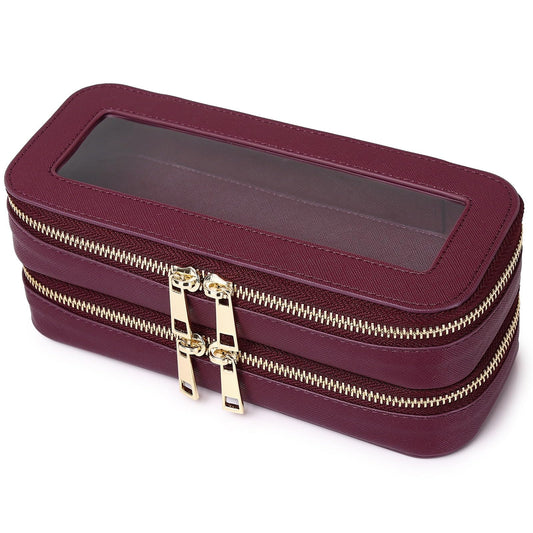 Pinkmik Double Layer Makeup Bag, Burgundy, Double SLIM