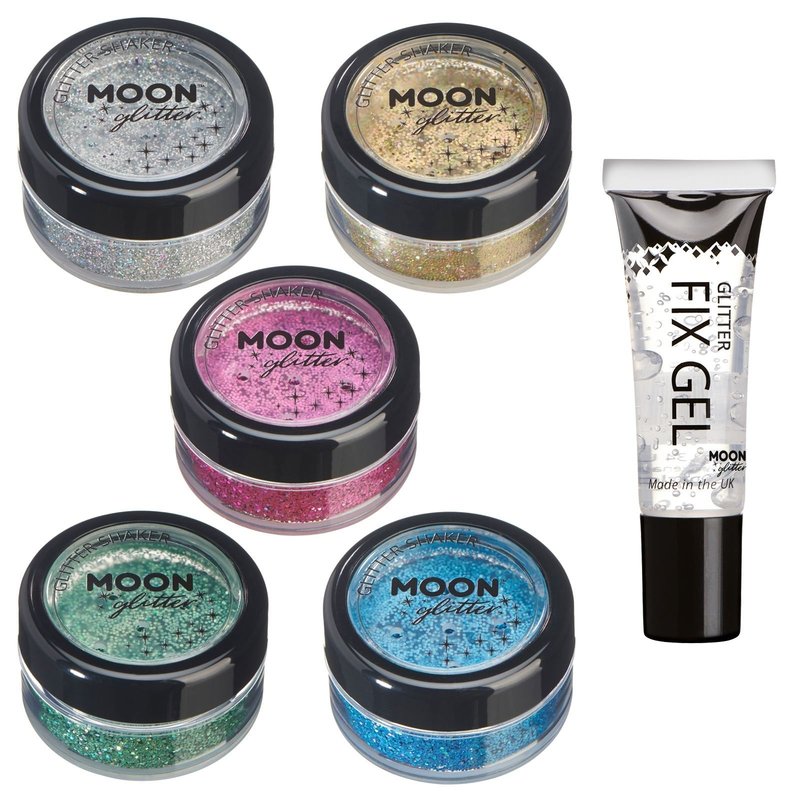 Holographic Glitter Shakers by Moon Glitter – 100% Cosmetic Glitter for Face, Body, Nails, Hair and Lips - 0.17oz - Set of 5 colours