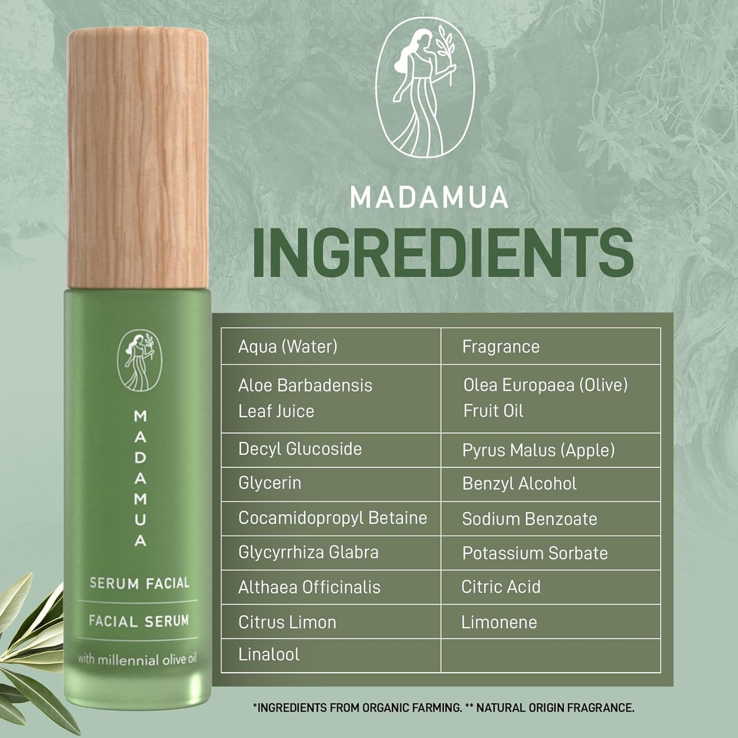 Organic Face Serum - Hydrating Serum with Millennial Olive Oil & Violet Extract | Glowing Skin & Moisturizing for All Skin Types