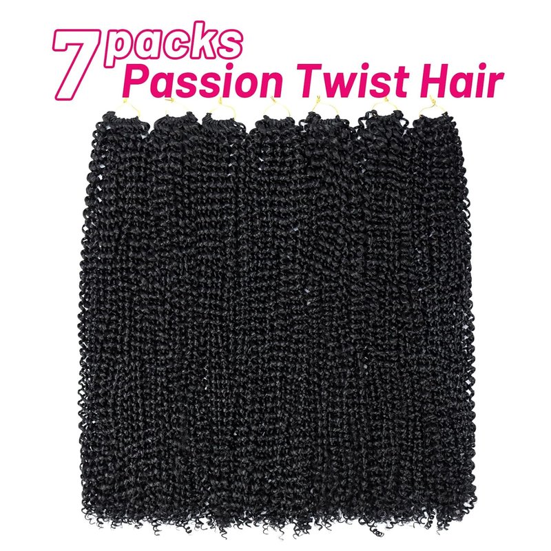 Passion Twist Hair - 24 Inch Water Wave Crochet Braids | 7 Packs Bohemian Curly for Butterfly Locs (1B#)