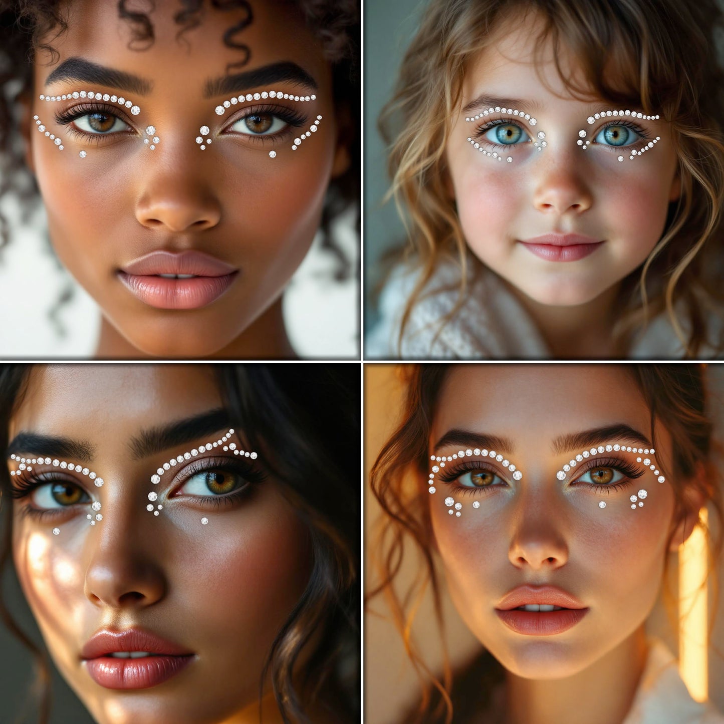 Face Gems – Face Jewels - Self-Adhesive Rhinestone Face Jewels for Makeup, Party & Rave Looks - Eye Gems, Face Glitter, Festival Face Gems, Glitter Tattoo, Self- Adhesive Festival Gems (Clear)