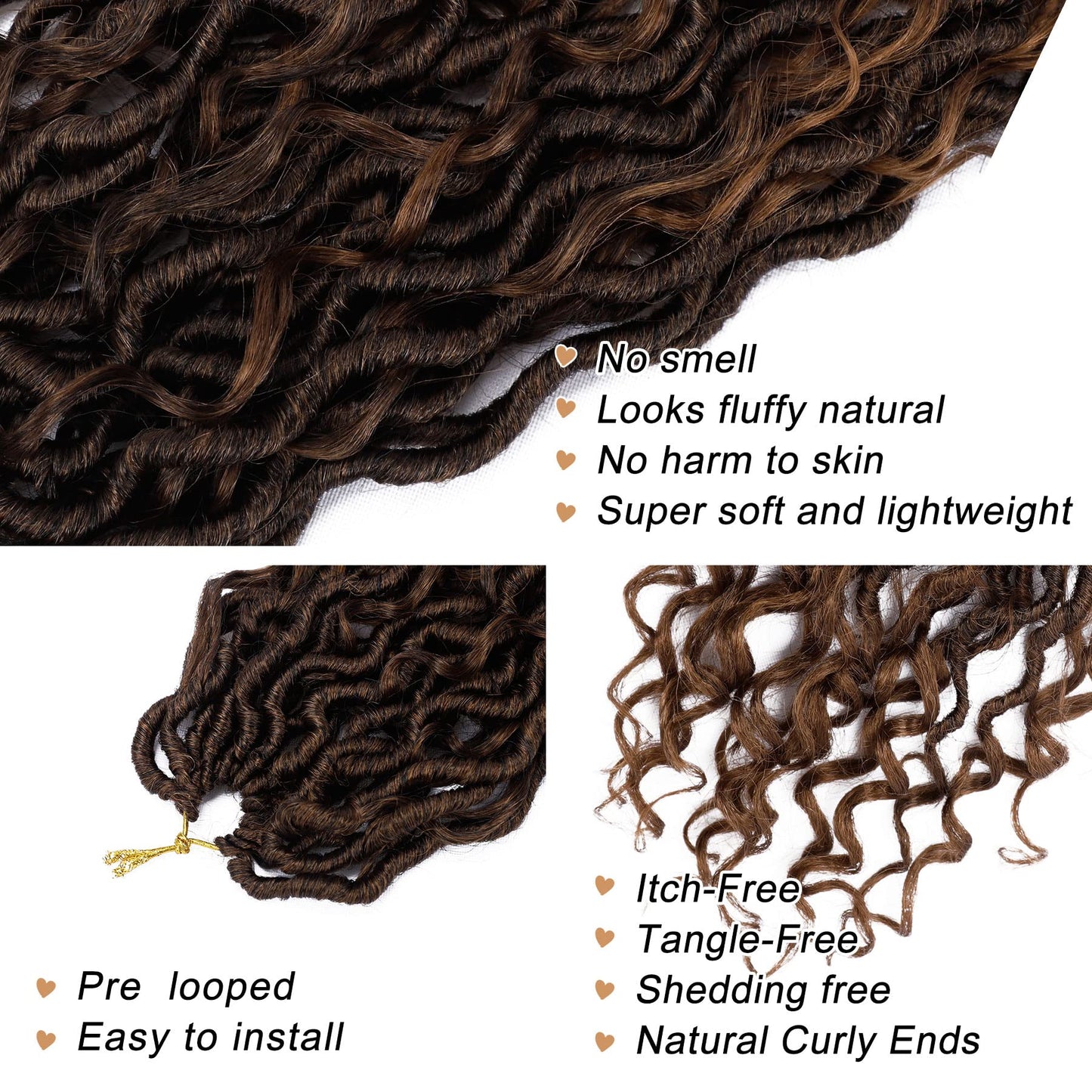 LIYATE Goddess Locs Crochet Hair 18 Inch 6 Packs Faux Locs Crochet Hair for Black Women Pre Looped Soft River Loc Crochet Braids with Curly Hair Boho Hippie Loc Synthetic Hair Extensions(T1B/30)