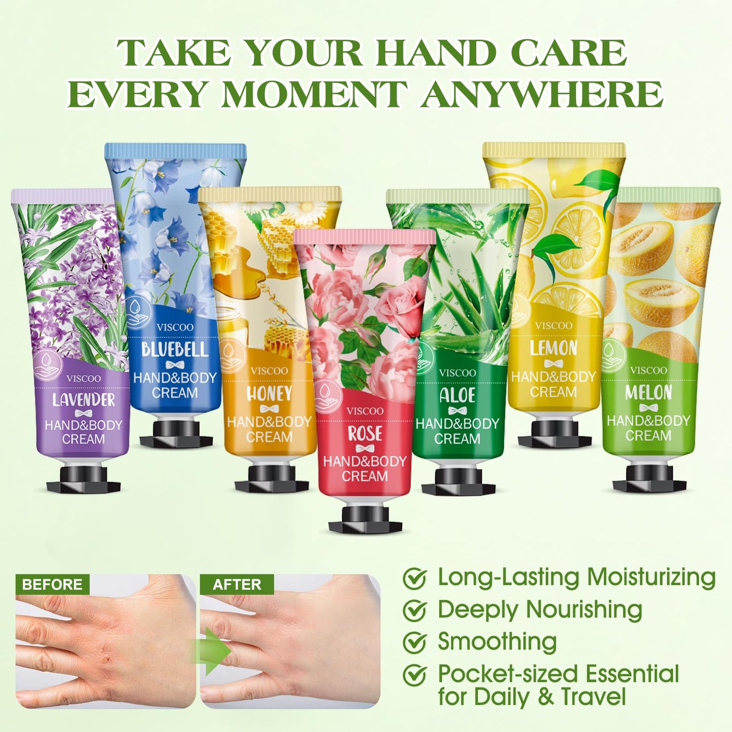 VISCOO 154 Pack Hand Cream Gifts Set for Women, Teacher Appreciation Gift / Graduation Gifts, Moisturizing Mini Hand Lotion Travel Size for Dry Cracked Hands, Birthday Gift