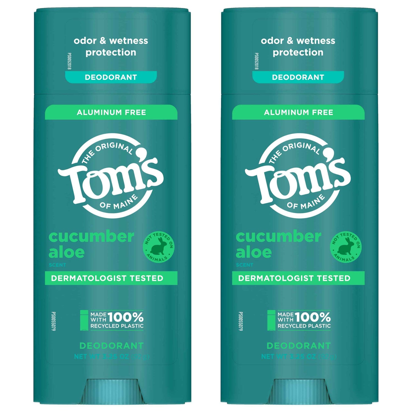 Tom’s of Maine Cucumber Aloe Aluminum Free Natural Deodorant For Women & Men | Goes on Clear | Odor & Wetness Protection | Naturally Derived and Moisture-Locking Ingredients | 3.25 oz (2 Pack)