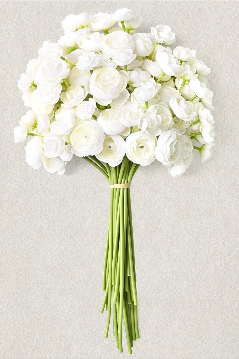 Waipfaru Ranunculus Artificial Flowers, 18Pcs 14In Fake Peonies Artificial Flowers, White Faux Flower for Vase Silk Flower Real Touch Faux Peony Bulk for DIY Wedding Bouquet Home Bridal Shower Decor