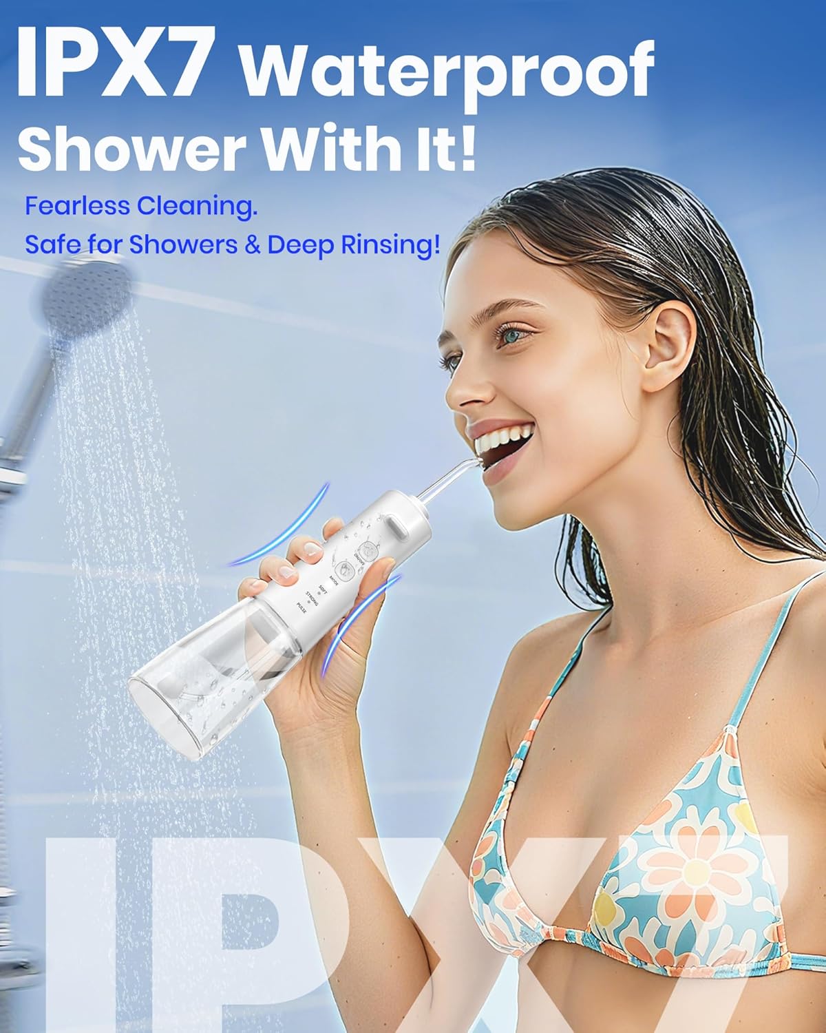 Portable Water Flosser - 300ML Cordless Electric Dental Irrigator for Deep Cleaning | IPX7 Waterproof, Ideal for Travel & Braces (White)