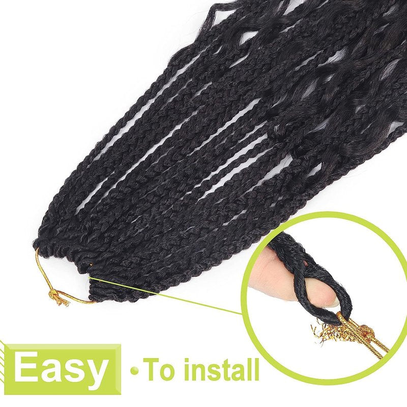Goddess Box Braids Crochet Hair With Curly Ends 20 Inch Bohomian Box Braids Crochet Braids 8 Packs 3X Crochet Braids Synthetic Braiding Hair Extension for Black Women (20 Inch (Pack of 8), 1B)…
